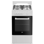 Cucina Libera Installazione 50 x 60 cm 4 Fuochi Gas con Forno a Gas Bianca Beko FSG522DWC