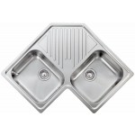 Lavello da Incasso Angolare 2 Vasche con gocciolatoio a Centrale 83 x 83 cm Sopratop Acciaio Inox satinato CM ILARIA 011840.X1.01.2018 - 011840 XCSSP