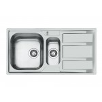 Lavello 2 Vasche con Gocciolatoio a Destra 970 x 500 mm Acciaio Inox Finitura Spazzolato Serie FM Foster 1973 062 - 1973062