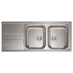 Lavello da Incasso 2 Vasche con gocciolatoio a Sinistra 116 x 50 cm Sopratop Acciaio Inox satinato CM LEVANTE 015727.D1.01.2018