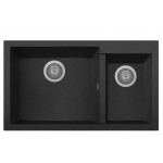 Lavello 2 Vasche Installazione Sottotop Plados Serie One 86-20ST code 44 ULTRAMETAL NERO ON8620ST