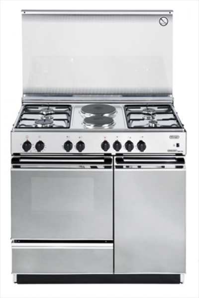 DE LONGHI Cucina Elettrica SEX 8542 N ED 4 Fuochi a Gas + 2 Piastre Elettriche Forno Elettrico Statico Classe A Dimensioni 86 x 50 cm Colore Acciaio Inox