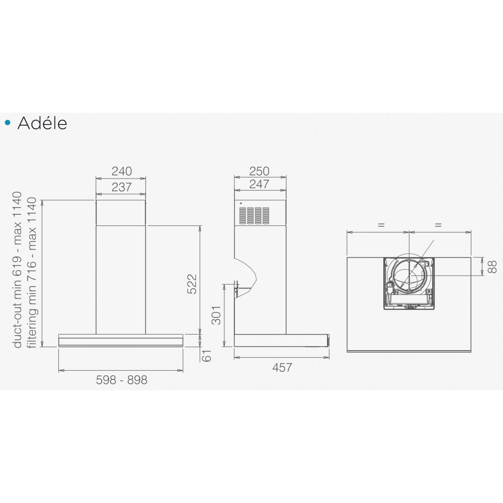 Cappa a Parete 60 cm Nero Effetto Soft Touch e Vetro Nero Elica