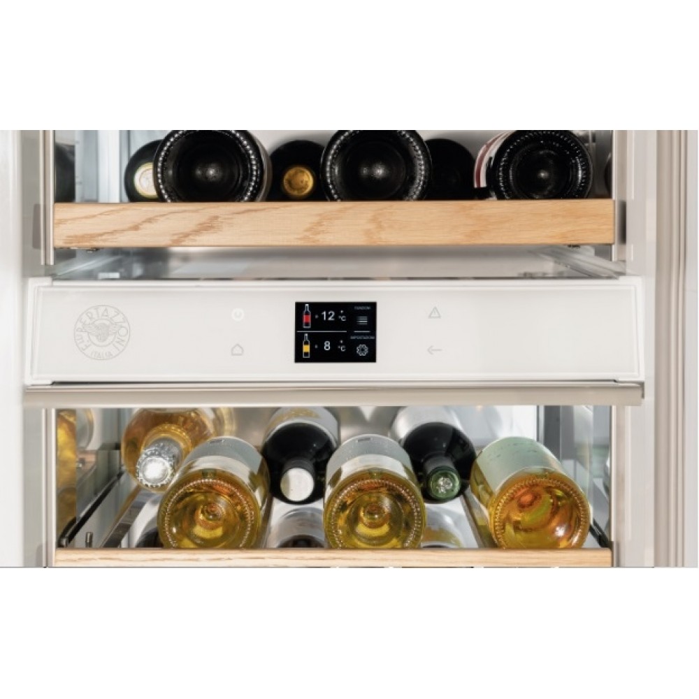 Cantina Vini da Incasso Larghezza 45 cm Altezza 212 cm 52 bottiglie Doppia  Temperatura Classe G Apertura a Destra Bertazzoni WC455BRP2T