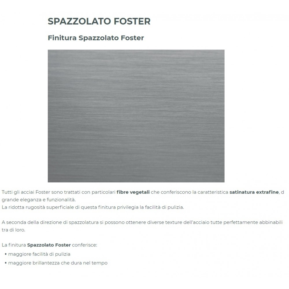 Lavello 1 Vasca con Gocciolatoio a Sinistra 860 x 500 mm Acciaio Inox  Finitura Spazzolato Serie Evo Foster 3218 001 - 3218001