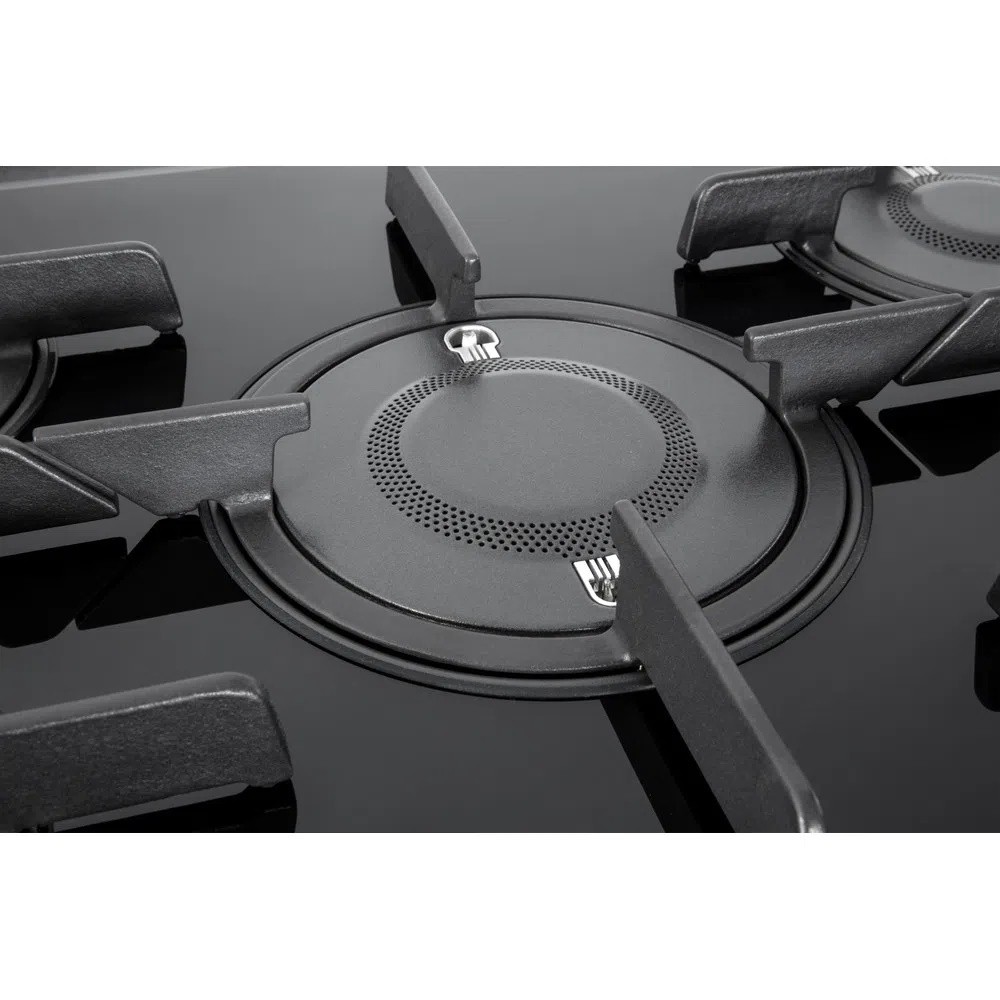 Piano Cottura da Incasso a Gas 75 cm 5 Fuochi Direct Flame Vetro Nero  Griglie in Ghisa Ariston Hotpoint FTGHG 751 D/HA(BK) - FTGHG751DHABK