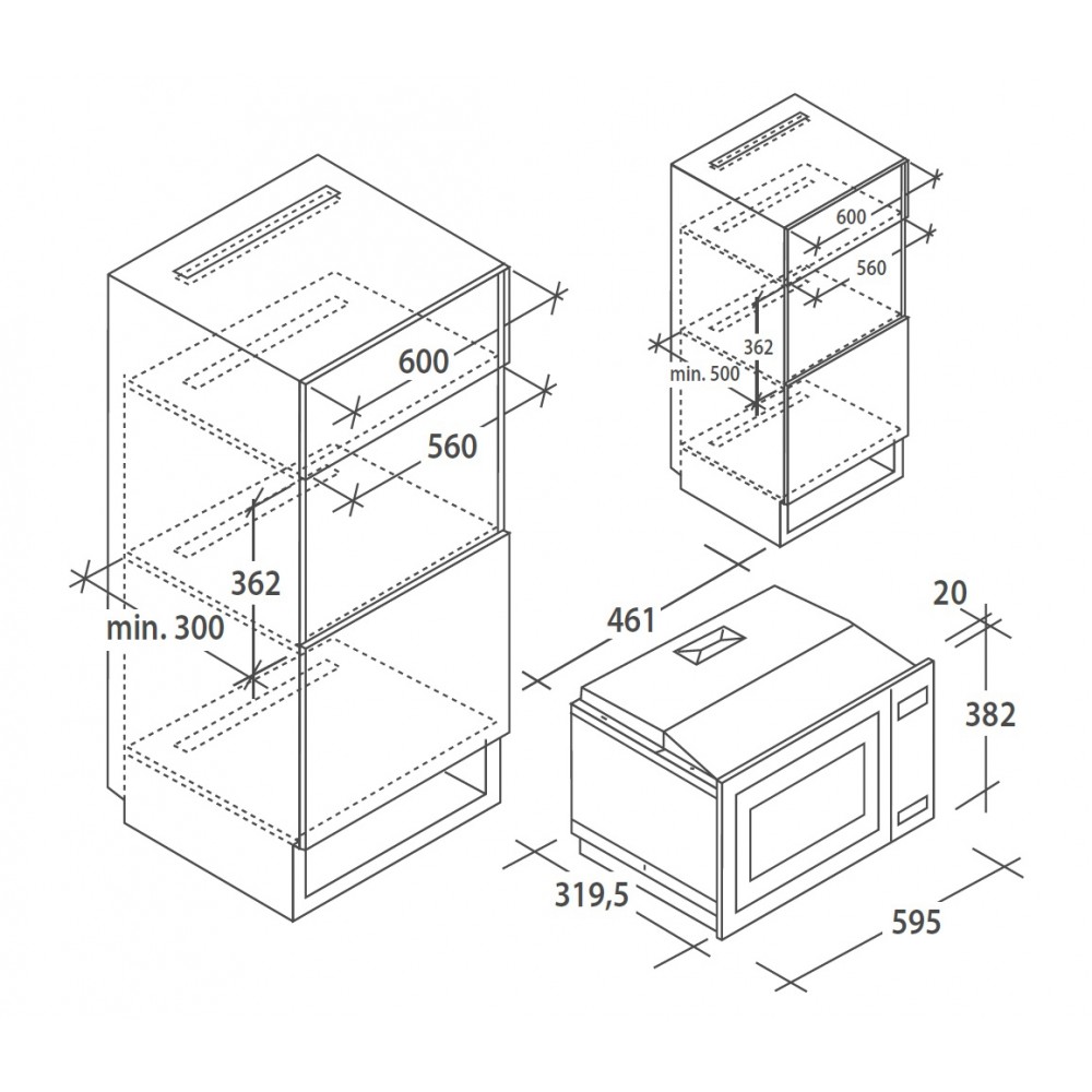 Forno Microonde Incasso 17 Litri Acciaio Inox Altezza 38 cm Candy MIS1730X  - 38900662