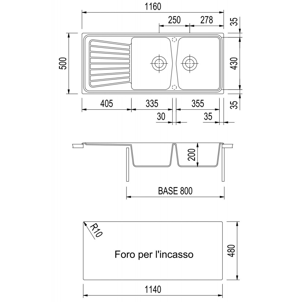 SP1162 Lavello 2 vasche + gocciolatoio Plados Serie Spazio 116-20 code 94  ULTRAGRANIT AVENA