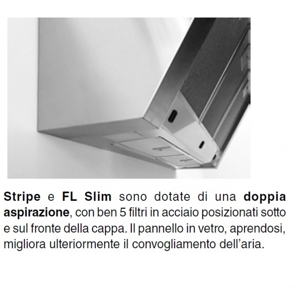 Cappa a Parete 90 cm acciaio inox e vetro temperato Black Mirror - Nero FL  Slim Black Mirror Foster 2450 690 - 2450690