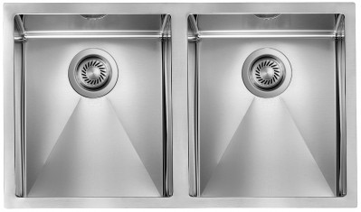 Lavello da Incasso 2 Vasche  77 x 45 cm Sottotop Acciaio Inox Satinato FILORAGGIATO CM 012009.X0.01.2018 - 012009XCSSP