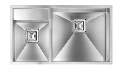 Lavello da Incasso 2 Vasche 86 x 50 cm Slim Vasca Grande a Destra Acciaio Inox Satinato ARIEL CM 012914.D2.01.2033 - 012914DCSSP