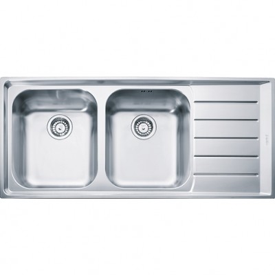 Lavello da Incasso Semifilo - Filotop 2 Vasca con Gocciolatoio a Destra Inox 116 x 51 Neptune Semifilo - Filotop NEX 221  Franke 127.0059.718 - 85863262 