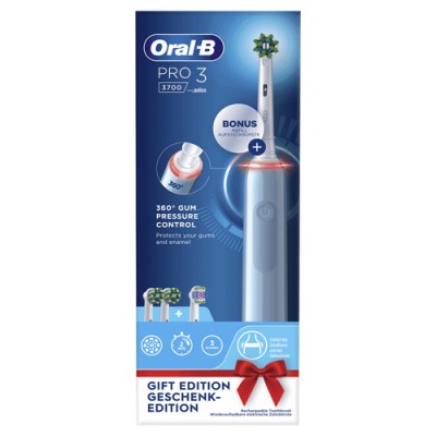 Spazzolino Elettrico Ricaricabile con 2 testine di ricambio Oral-B PRO 3 3700 Blu