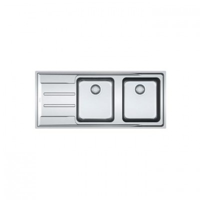 Lavello da Incasso 2 Vasche + Gocciolatoio 116 cm Inox Franke Aton ANX 221 3 1/2 WWK 127.0204.631