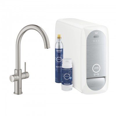 Miscelatore per lavello con sistema filtrante acqua Acciaio satinato super steel Blue Home Grohe 31455DC1