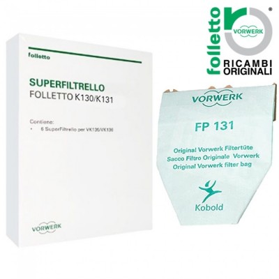 Sacchetti superfiltrello VK130 VK131 Folletto Vorwerk Originale 43728