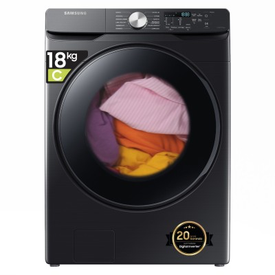 Samsung WF18T8000GV Lavatrice a carica frontale Libera Installazione Grandi Capacità 18 Kg Classe C 1100 Giri/min. Nera