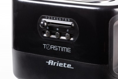 Ariete 159 Toastime - Tostapane con Pinze per 2 fette di pane - 9 Gradi di Doratura - 700 Watt - Nero