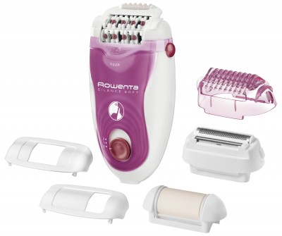 Rowenta EP5660 Silence Soft Epilatore Silenzioso per Gambe con la Tecnologia Micro-Contact -  7 accessori - 4, 8 W - Viola/Bianco