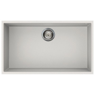 Lavello 76x44cm 1 Vasca Sottotop Bianco Titano Granitek Elleci  QUADRA 130 Sottotop LGQ13068BSO