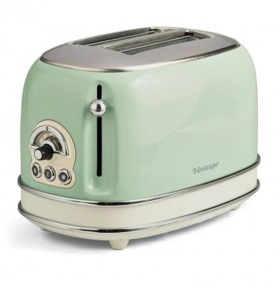 Ariete 155 Tostapane Vintage 2 fette di pane - senza pinze - 6 livelli di tostatura - 810 Watt- Acciaio Inox - Linea Vintage -  Verde