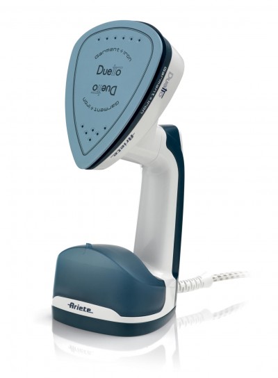 Ariete 6246 Duetto Garment Iron  Stiratrice Verticale e Ferro da Stiro con piastra in Ceramica antiaderente - 1000 Watt - Bianco e Blu