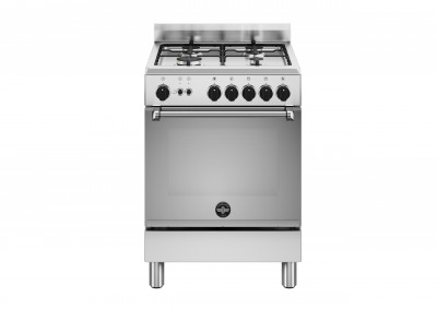 La Germania AMN664GXV/24 Cucina Libera installazione 60 x 60 cm 4 Fuochi Gas Forno a Gas Finitura Inox Griglie Smaltate 