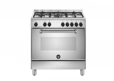 La Germania AMN855EXV/24 Cucina Libera installazione 80 x 50 cm 5 Fuochi Gas Forno Elettrico Finitura Inox Griglie Smaltate 