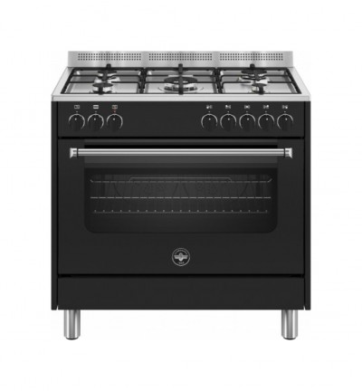 La Germania AMN965ENEV/24 Cucina Libera installazione 90 x 60 cm 5 Fuochi Gas Forno Elettrico Finitura Nero Griglie Smaltate 