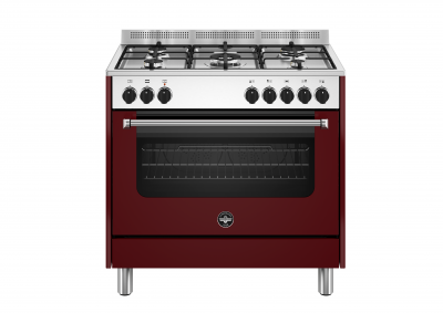 La Germania AMN965EVIV/24 Cucina Libera installazione 90 x 60 cm 5 Fuochi Gas Forno Elettrico Finitura Bordeaux Griglie Smaltate 