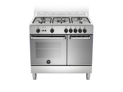 La Germania AMN9P5GXV Cucina Libera installazione 90 x 60 cm 5 Fuochi Gas Forno a Gas con vano Porta bombola Finitura Inox Griglie Smaltate 