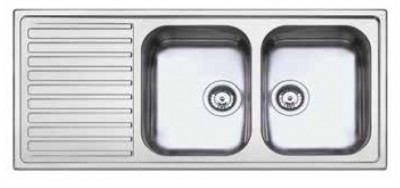 Lavello da Incasso 2 Vasche con Gocciolatoio a Sinistra 116 x 50 cm Acciaio Inox Serie Anniversario Apell AV1162ILBC