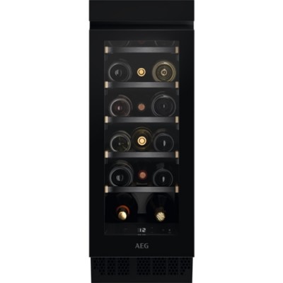 Cantinetta Vino da Incasso 18 Bottiglie Classe G Larghezza 30 cm  Altezza 82 cm Sottotop Estetica Matt Black nero opaco AEG AWUS018B7B