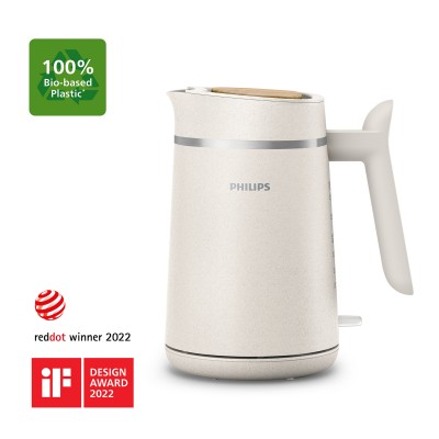 Philips Eco Conscious Edition HD9365/10 Bollitore serie 5000 1,7 Litri Base Girevole in Bioplastica Bianco Satinato Opaco