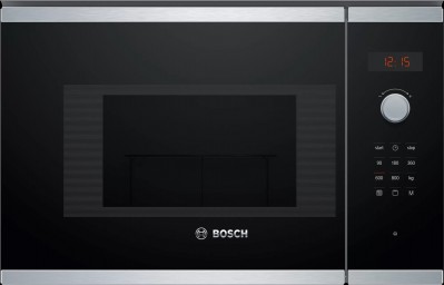 Forno Microonde da incasso con Grill 20 Litri Altezza 38 cm Nero Finiture Inox Serie 4 Bosch BEL523MS0