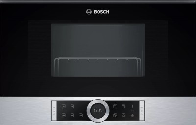 Forno Microonde da incasso con Grill 21 Litri Altezza 38 cm Inox Vetro Nero Serie 8 Bosch BER634GS1