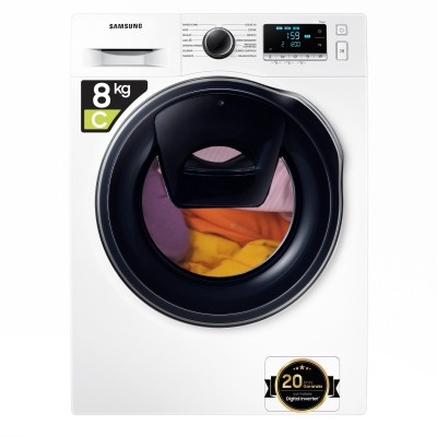 Samsung WW8NK62E0RW/ETLavatrice Slim Profondità 46 cm Carica Frontale AddWash EcoBubble 8 Kg Classe C Motore Digital Inverter 1200 giri/min. Ecolavaggio Vapore Igienizzante