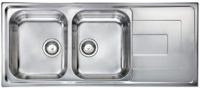 Lavello da Incasso 2 Vasche con gocciolatoio a Destra 116 x 50 cm Sopratop Acciaio Inox satinato CM COMO 010147.S1.01.2018 - 010147 SCSSP