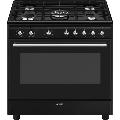 Cucina Libera installazione 90 x 60 cm 5 Fuochi Gas Forno Elettrico Termoventilato Nera Concerto Smeg CX91GMBL 