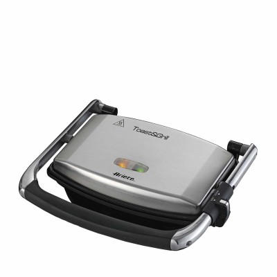 Ariete 1911 Toast & Grill Slim - Piastra elettrica antiaderente per toast e sandwich - piastra rigata - 1000 Watt - Argento