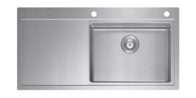 Lavello incasso 1 Vasca con gocciolatoio a sinistra Sopratop - Filotop 100 x 51 cm Acciaio Inox NEW DOMUS D100L SCHOCK DOMD100LDXN