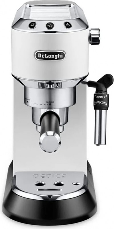 Macchina Caffè Cialde e Caffè Macinato in Polvere Espresso Manuale con Erogatore di Vapore colore Bianco De Longhi Dedica Style EC685.W