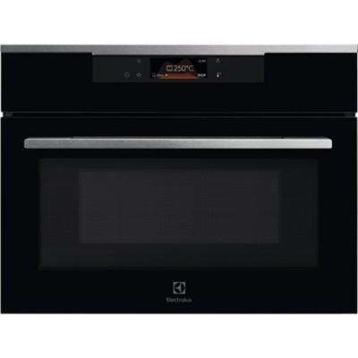 Forno da Incasso Compatto Multifunzione Elettrico 60 cm Altezza 45 cm SenseCook Pirolitico Termosonda Vetro nero con Finiture Inox antimpronta Classe A++ Serie 800 Electrolux KVEBP29X