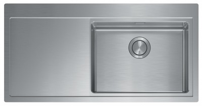 Lavello da Incasso 1 Vasca con gocciolatoio a Sinistra 100 x 50 cm Slim - Filotop Acciaio Inox satinato con fascia miscelatore ENEA 017103.D2.01.2034