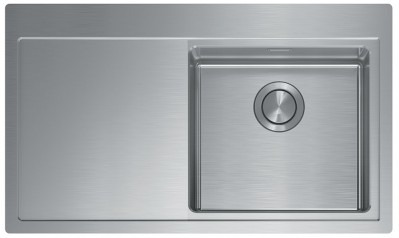 Lavello da Incasso 1 Vasca con gocciolatoio a Sinistra 86 x 50 cm Slim - Filotop Acciaio Inox satinato con fascia miscelatore ENEA 017101.D2.01.2034