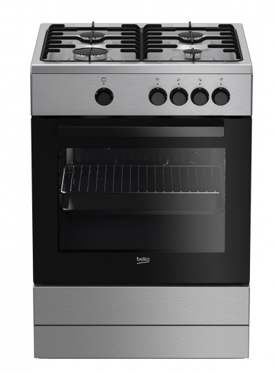 Cucina Libera Installazione 60 x 60 cm 4 Fuochi Gas con Forno a Gas Inox Beko FSG62000DX