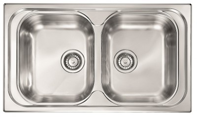 Lavello da Incasso 2 Vasche 86 x 50 cm Sopratop Acciaio Inox satinato CM GHIBLI 015844.X1.01.2016