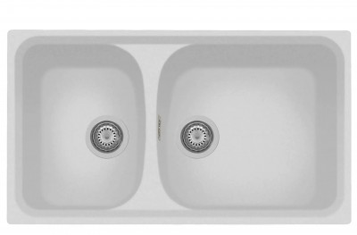 HR0862 Lavello 2 Vasche Plados Serie Harmony 86-20 code 98 ULTRAGRANIT BIANCO HR0862-98