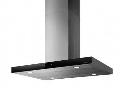 Cappa ad Isola 90 x 60 cm Acciaio Inox e Vetro Nero Elica JOY ISLAND BLIX/A/90 - PRF0104628A