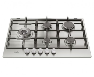 Piano Cottura da Incasso a Gas 75 cm 5 Fuochi Inox Griglie in Ghisa MultiLevel Flame Whirlpool KGML 761 IX